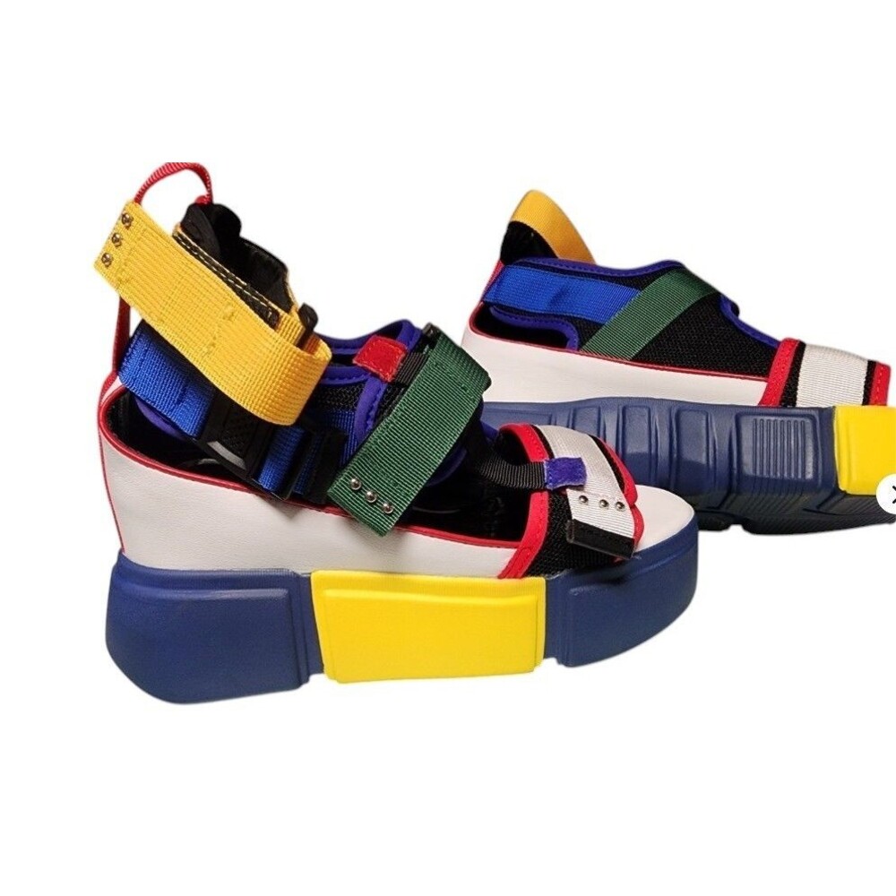 Anthony Wang Cranberry-02 Platform Wedge Sandals Size 8 Y2K Cyberpunk Maximalist